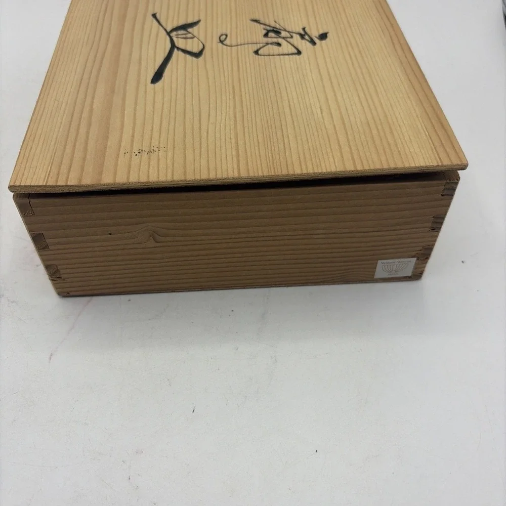 Vintage Neiman Marcus Japan Fan Shaped Porcelain Plates Set 4 w Wood Box
